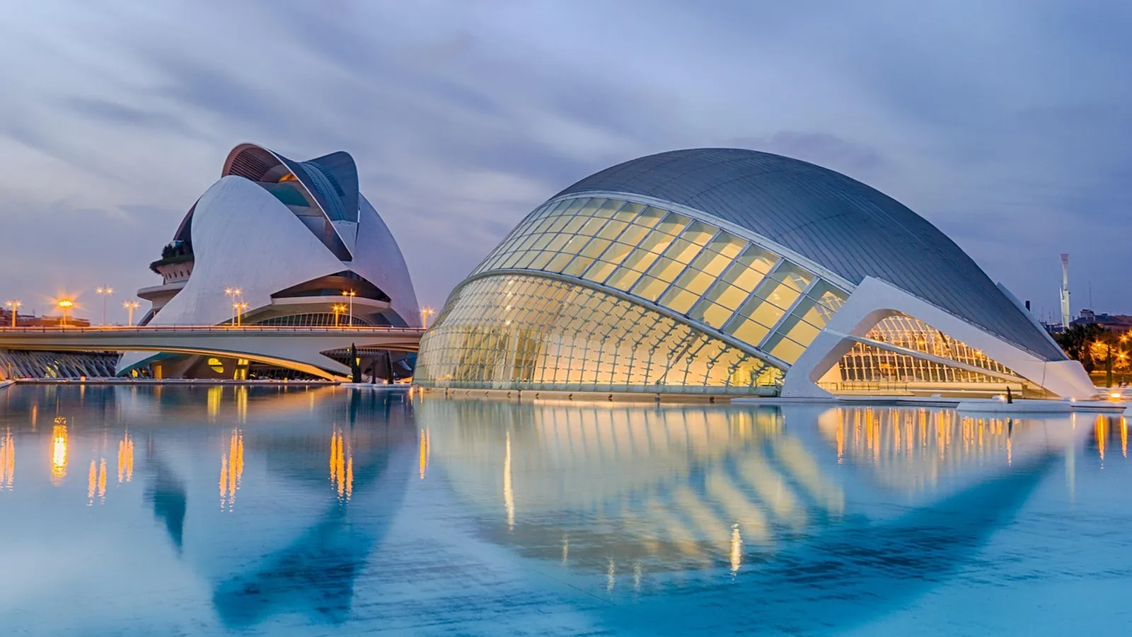 The City of Arts and Sciences at dusk, Valencia